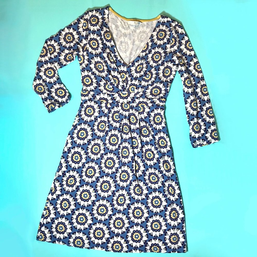 Boden dress - pretty blue mosaic pattern